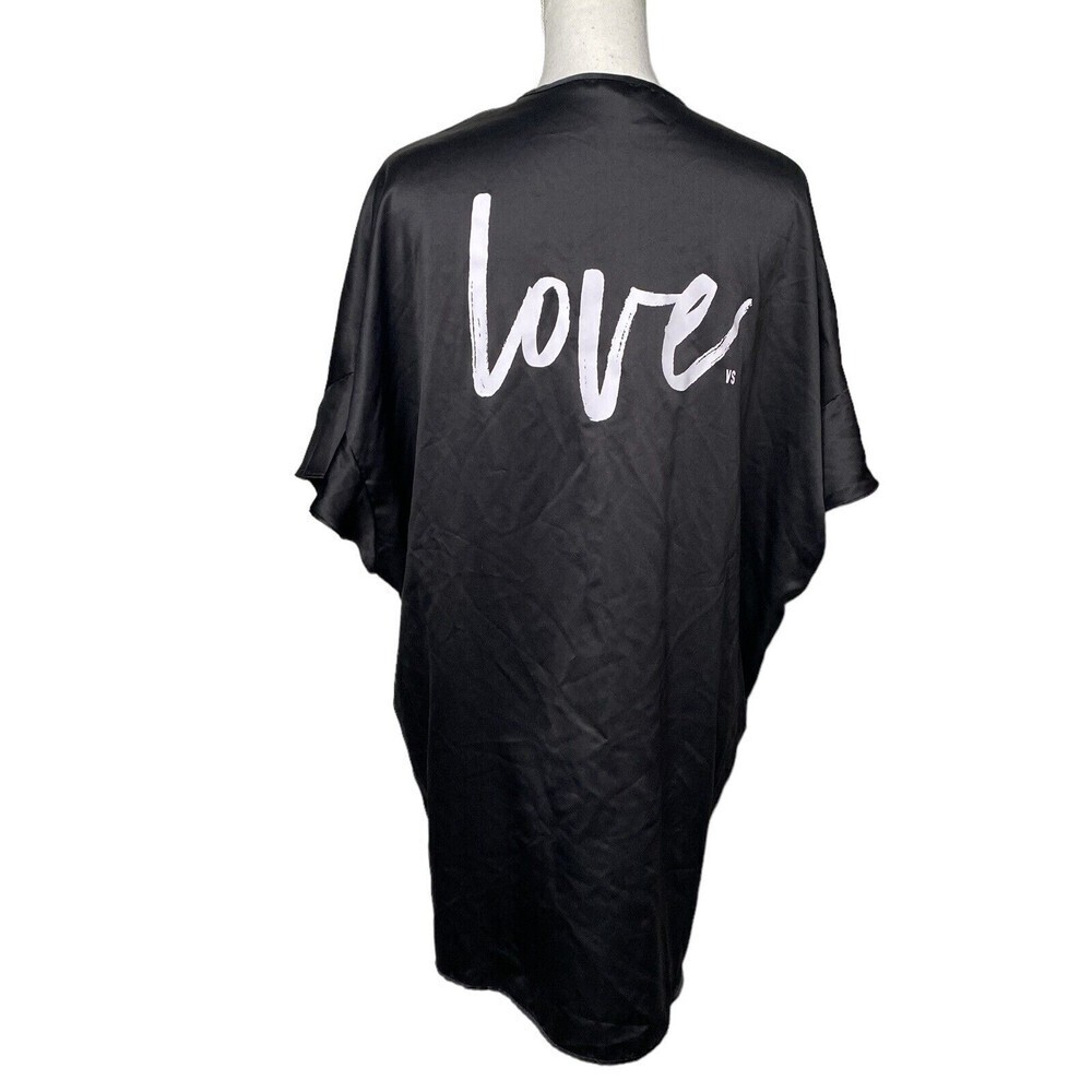 Victoria Secret kimono Black Satin Robe WRAP One Size